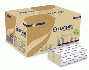 Handtuchpapier, naturfarben, 2-lg., 22,5x32cm M-Falz (Interfold) aus 100% Recycling 