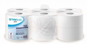 Jumbo-Toilettenpapier, 2-lg., hochweiss, 150m 100% Zellstoff, geprägt 9,5x14cm, D6/19 MiniRolle