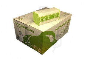 Handtuchpapier 2-lg Recycling, lindgrün, 25x23cm ZickZack(ZZ/V-Falz) 2x18 (36)g/m², geprägt