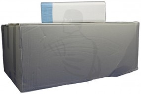 Handtuchpapier 2-lg. Tissue, blau, 25x23 ZickZack(ZZ) geprägt, Zellstoff Mix, 2x19g/m²