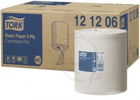 Putztuchrolle Tork Standard, 2lg, weiß, Tissue für M2 System, 450 Blatt, 20x35cm 160m -121206-