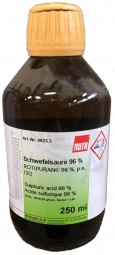 Schwefelsäure 96%, flüssig, 250 ml Rotipuran, Summenformel H2SO4