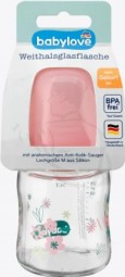 Babyflasche für 0-6 Jahre aus Glas, 120ml mit Schraubverschluss und Sauger, BPA frei