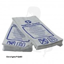 Hygienebeutel für Binden 11+6x290 Papier mit Faden und mehrsprachigen Aufdruck, ca. 35g/m²
