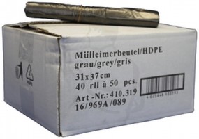 Müllbeutel, grau, 310x370 (6-9Liter) aus HDPE Material, Standarware, echte 6µm