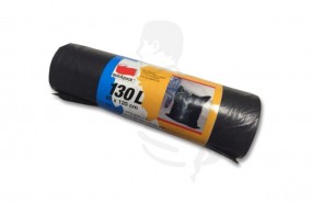 Müllbeutel mit PP Zugband, Typ60 800x1050 (130L) LDPE, schwarz, blickdicht, Standard Qualität 30µm