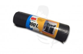 Müllbeutel mit PP Zugband, Typ60 820x870 (100L) LDPE, schwarz, blickdicht, Standard Qualität 30µm