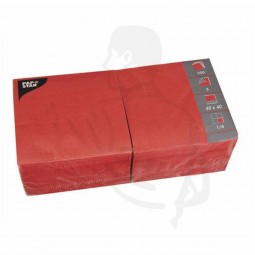 Servietten 3-lg, 40x40 cm, 1/8 Falz, Tissue, saugstark und reißfest Uni ROT (Cherry)