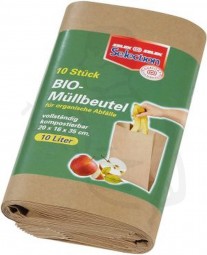 Papierkreuzbodensack 200+150x360 (9-10 Liter) kompostierbar für Bioabfälle, 80g/m² (10er)