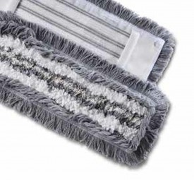 Wischbezüge getuftet Schli./Franse grau/weiß 40cm Kombi aus Mikrofaser Polyesterviskose-Baumwolle