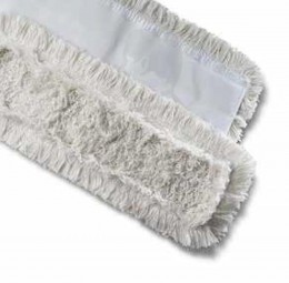Feuchtwischbezüge Klettmopp, Baumwolle, weiß 40cm, Baumwolle/Polyestergemisch, Schlinge/Franse
