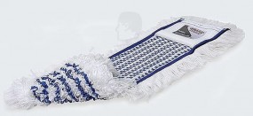 Wischbezüge getuftet Schli./Franse blau/weiß 40cm aus Kombi Mikrofaser Polyesterviskose-Baumwolle