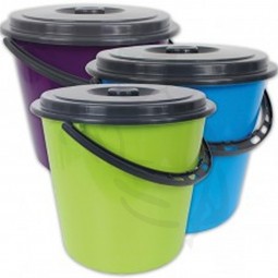 Kunststoffeimer MIT DECKEL 10 Liter und Plastebügel aus Kunststoff farbig