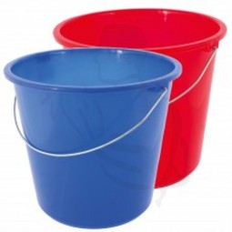 Plastikeimer mit Metallbügel, 10 Liter runde Ausführung, rot und blau sortiert