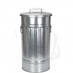 Mülltonne verzinkt, mit Deckel, 55 Liter ideal für Asche geeignet, -runde Ausführung-