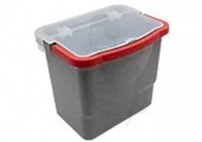 Eimer rechteckig grau mit rotem Henkel+Deckel, 6L für Reinigungswagen MATRIX/VARIX PRESS/BOX