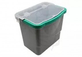Eimer rechteckig grau mit grünem Henkel+Deckel, 6L für Reinigungswagen MATRIX/VARIX PRESS/BOX