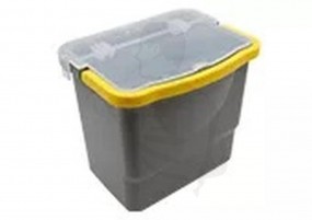 Eimer rechteckig grau mit gelben Henkel+Deckel, 6L für Reinigungswagen MATRIX/VARIX PRESS/BOX