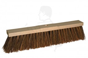 Besen Piassava mit Gewinde 1-loch, 60 cm Holzkörper Sattelholz geschliffen, unlackiert