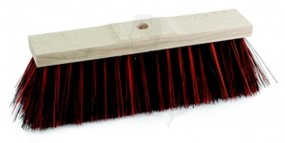 Besen Arenga/Elaston, mit Gewinde 30 cm mit roter/schwarzer Borste 7cm Sattelholz