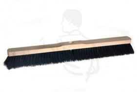 Saalbesen reines Roßhaar, 1-Loch, 60 cm mit weicher schwarzer Borste, Holzkörper