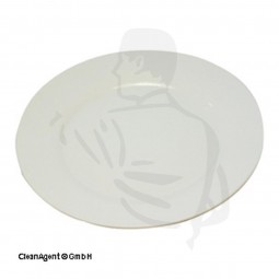 Dessert Teller 19 cm mit Dekorrand aus weißem Porzellan, -flach-