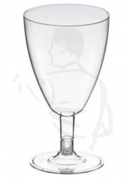 Einweg Weinglas, klar, rund, 0,2ltr aus Plastik mit Fuss und Eistrich(10er)