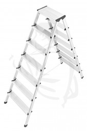 Stufen-Stehleiter, 2x7 Stufen (3,10) beidseitig begehbar, aus Aluminium