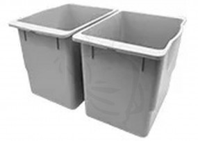 Schubladen Set tief aus Kunststoff, grau, 2x18L für Reinigungswagen VARIX PRESS/BOX