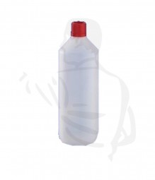 Nachfüllflasche mit Spritz/Schraubverschluß, 1L -runde Ausführung-, weiß/transparent 45g