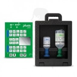 Augenspülstation Plum iBox mit Wandhalterung 1 x 500 ml 0,9% NaCl + 1 x 200 ml pH neutral