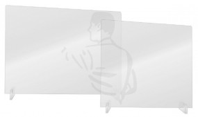 Hygieneschutzwand für Bürotische und Arbeitsplätze aus 4mm starkem, glasklarem Acrylglas, 80x66x20cm