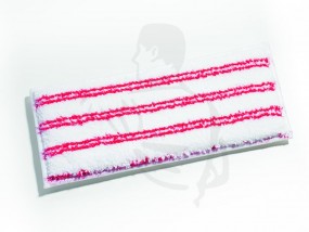 Microfaserhandpads rot/weiss, 25x10cm mit roten harten Acrylstreifen zur Reinigung