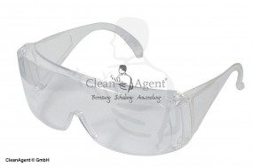 Schutzbrille, aus farblosem Polycarbonat mit Seiten- und Augenbraunschutz