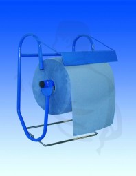 Putzpapierwandhalter aus Metall, blau. bis 44cm mit Schneidetechnik und Abfallsackhalterung
