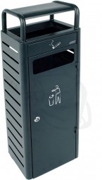 Abfallbehälter 24L mit Aschenbecher, Höhe 96cm Robust, verzinkte Metallkonstruktion selbststehend