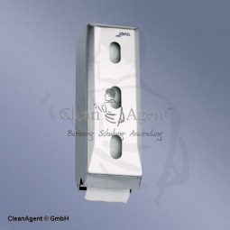 Toilettenrollenhalter für 3 Klein-Rollen aus Inox Edelstahl mit Sichtschlitz -AF11000-