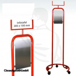 Mobile Desinfektionsständer mit Schild H 152cm aus lackiertem Stahl für Desinfektionsspender
