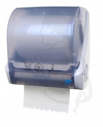 Handtuchrollenspender weiß/blau Restrollenfunktion mit Autocut (automatischer Abschnitt) bis 25cm