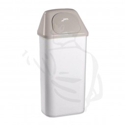 Abfallbehälter mit Klappdeckel, 50 Liter aus schlagfestem weißem Kunststoff