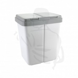 Mülltrennbehälter weiss, 2x23 Liter mit Tippdeckel aus weißem Kunststoff