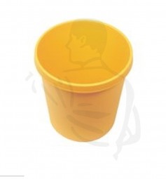Papierkorb gelb, 31x31x32cm 18 Liter geschlossen aus Kunststoff, mit Grifffrand- rund -