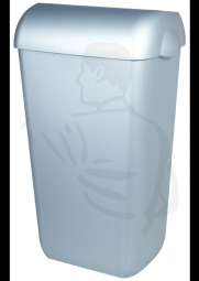 Abfallbehälter mit Flachdeckel, ca. 50 Liter aus schlagfestem weißem Kunststoff, satiniert