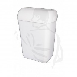 Abfallbehälter mit Flachdeckel, ca. 25 Liter aus schlagfestem weißem Kunststoff, weiss