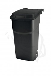 Mülltonne/behälter aus Kunststoff 100 Liter fahrbar mit 2 großen Rädern und Deckel in SCHWARZ