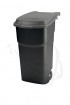 Mülltonne/behälter aus Kunststoff 100 Liter fahrbar mit 2 großen Rädern und Deckel in GRAU