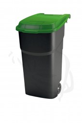 Mülltonne/behälter aus Kunststoff 100 Liter fahrbar mit 2 großen Rädern und Deckel in GRÜN