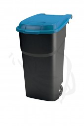Mülltonne/behälter aus Kunststoff 100 Liter fahrbar mit 2 großen Rädern und Deckel in BLAU
