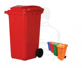 Mülltonne/behälter aus Kunststoff, 240Liter fahrbar mit 2 großen Rädern und Deckel, BLAU