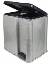 Mülltrennbehälter DuoBin silber/grau 1x6L,1x14L mit Tretfunktion und Klappdeckel aus Kunststoff